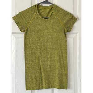 Lululemon Swiftly Tech Short Sleeve Women Chartreuse Yellow Striped Athletic Top